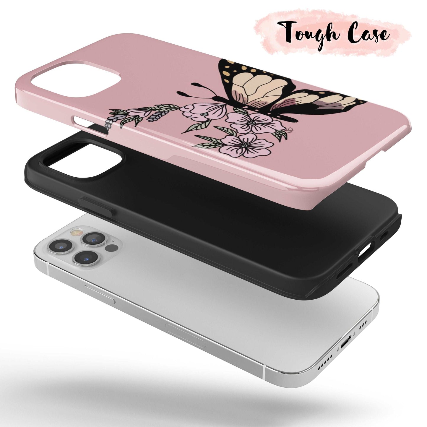 Abstract Pink Butterfly - Tough iPhone Case