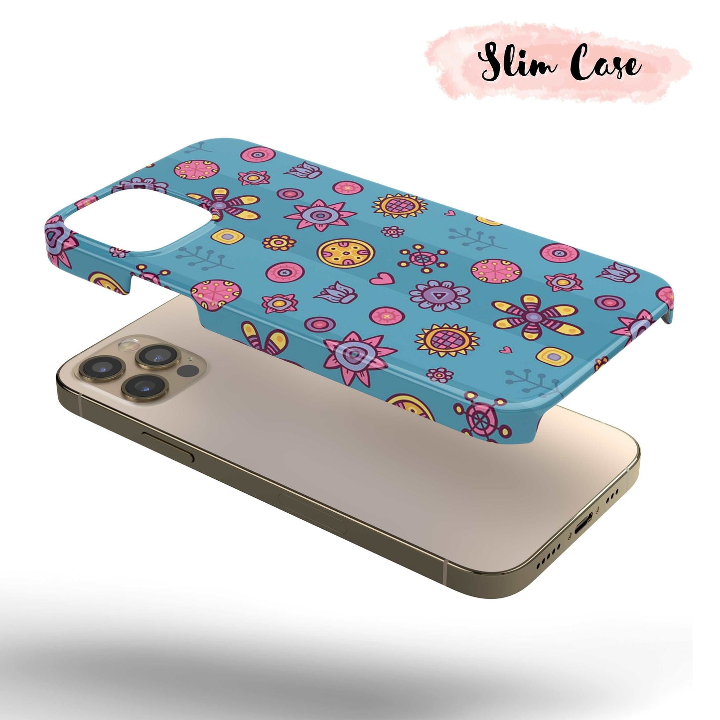 Blue Stripe Floral - Tough iPhone Case