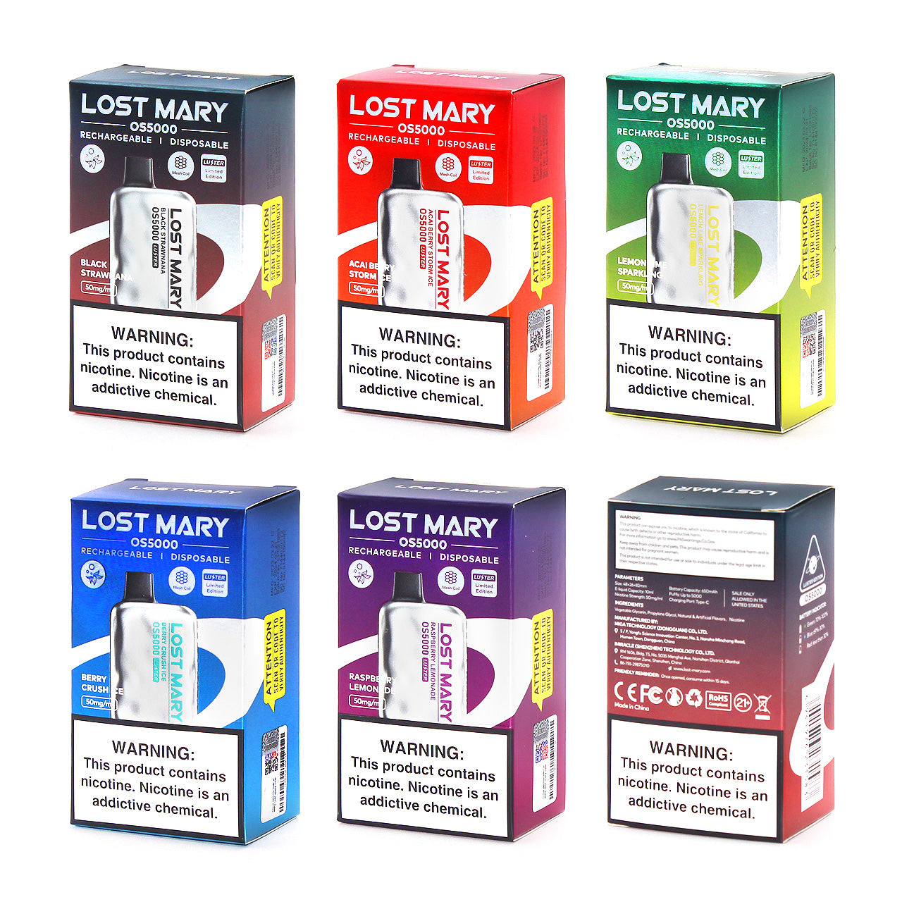 BOX OF 5 Lost Mary BM6000 Disposable Vape Kit | Wholesale Bulk Buy