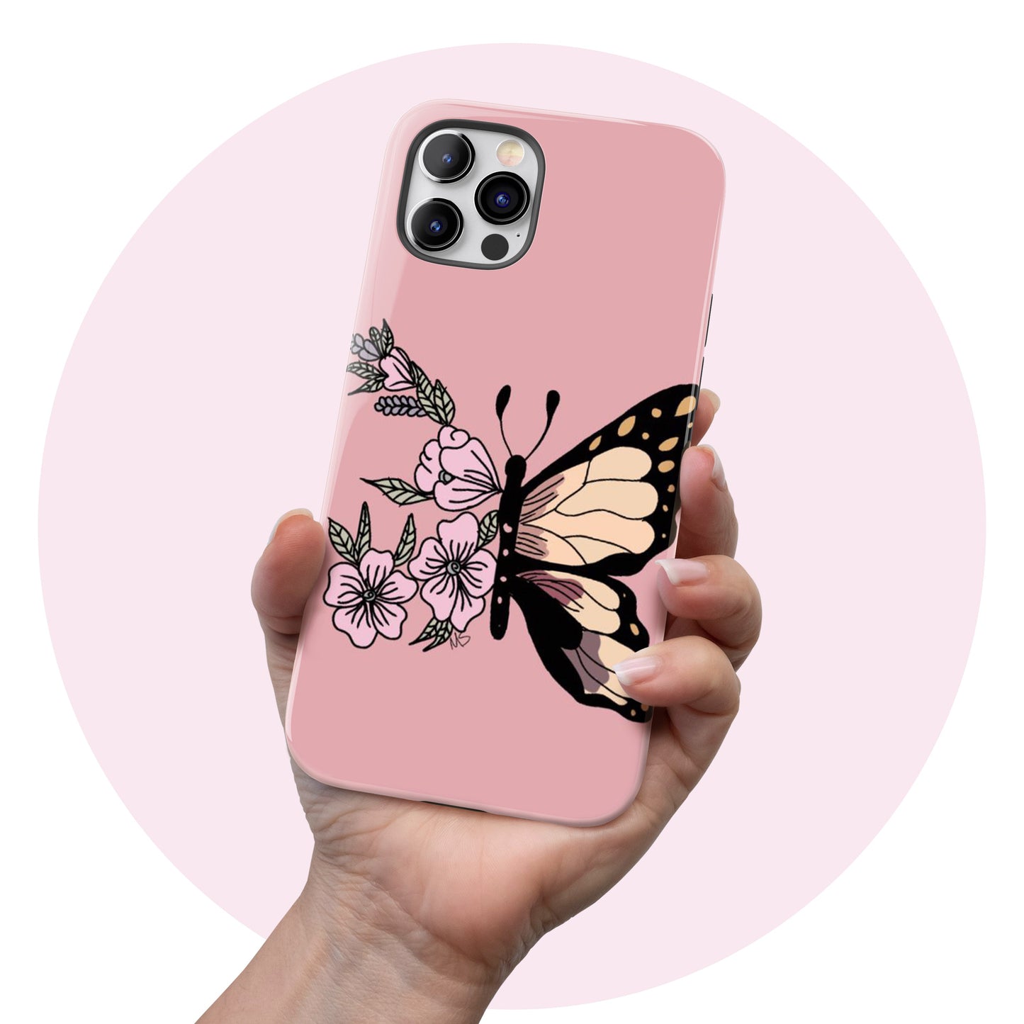 Abstract Pink Butterfly - Tough iPhone Case